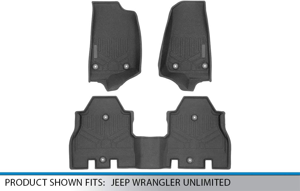 SMARTLINER Custom Fit Rubber Floor Mats 2 Row Liner Set for 2018-2018 Jeep Wrangler