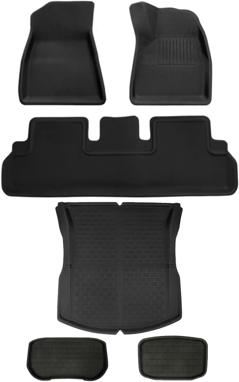 Compatible with Tesla Model 3 Highland 2024 XPE Floor Mats All Weather Trunk Floor Mat WP Non-Slip Cargo Liners Left Right Rubber(M3 6PCS RHD)