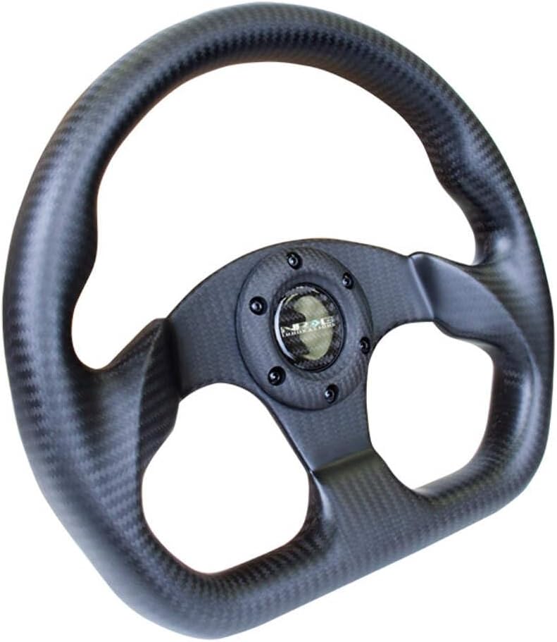 NRG Innovations NRG-ST-009CF-MB Steering Wheel - Matte Black CARBON FIBER STEERING WHEEL 320mm FLAT BOTTOM
