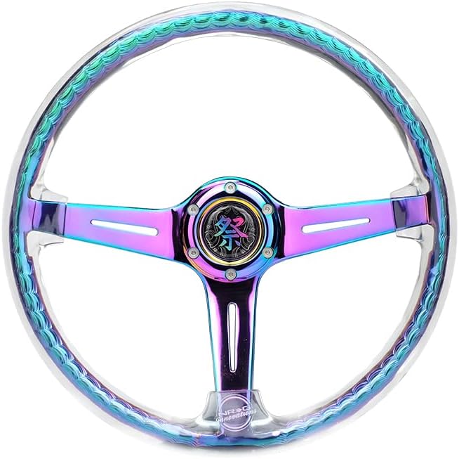 NRG Innovations NRG-RST-027MC-CL Reinforced Steering Wheel 350mm 2' Deep Dish Clear Acrylic Steering Wheel and NeoChrome Spoke Finish with Slits