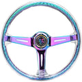 NRG Innovations NRG-RST-027MC-CL Reinforced Steering Wheel 350mm 2' Deep Dish Clear Acrylic Steering Wheel and NeoChrome Spoke Finish with Slits