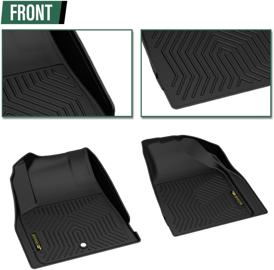 GRAND ORANGE Floor Mats & Cargo Liner Fit Chevy Travers Buick Enclave GMC Acadia 2009-2017(Fit Vehicles with Bucket Seats On 2nd Row) TPE All Weather Protection Floor Liners Black Alfombras Para Carro