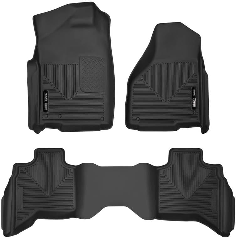 Husky Liners X-act Contour Floor Mats | Fits 2009-2024 Ram 1500 (19-24 Classic Body only) Quad CAB ONLY | Front & 2nd Row, 3-pc Black - 53628