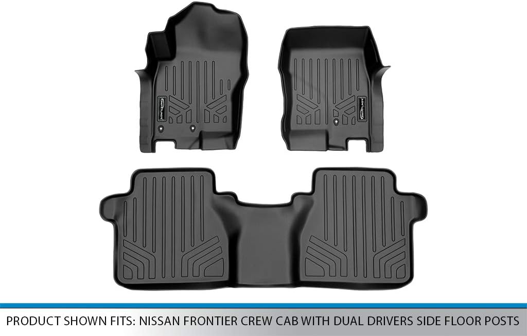 SMARTLINER Custom Floor Mats 2 Row Liner Set Compatible with 2005-2021 Nissan Frontier