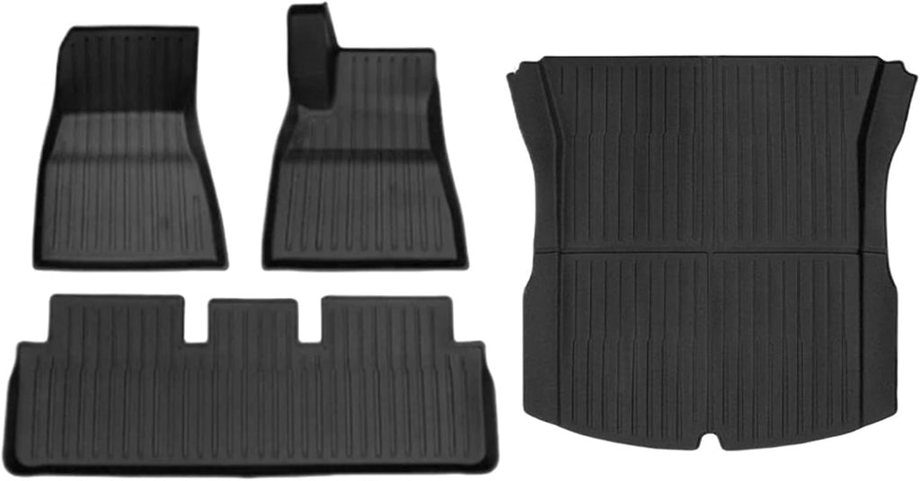 Compatible for Tesla Model 3 2024 Highland Floor Mats Cargo Liner Waterproof Anti-Slip Trunk Mat TPE Pads Left Right Rubber Accessories(RHD 4pcs)