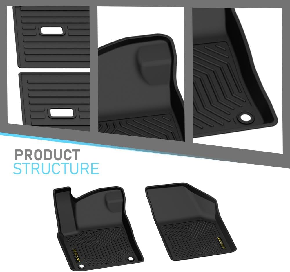 ALLGOOD TPE All Weather Car Floor Mats Fit VW Atlas 7 Passenger 2018-2026 5PCS 1st & 2nd & 3rd Row Floor Liners for Car Black