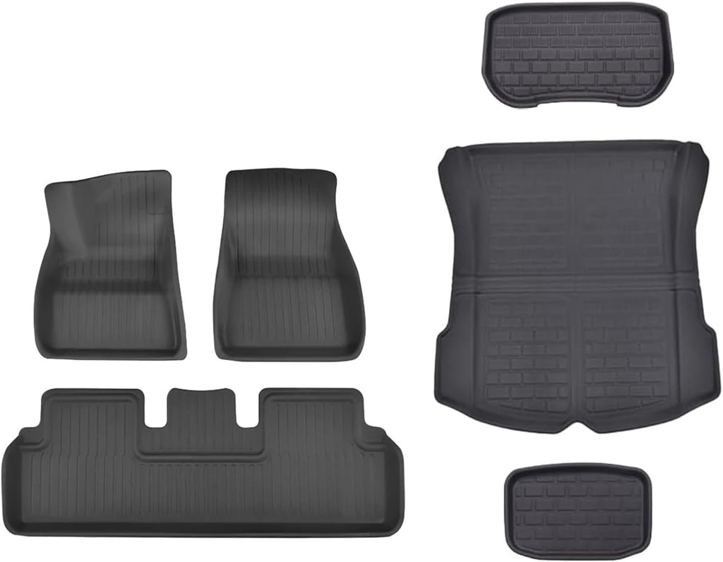 3D Floor Mats Compatible with Tesla Model 3 Highland 2024, All Weather Waterproof LHD XPE Front Rear Trunk Cargo Liner Mat Accessories(6PCS Floor Mats)