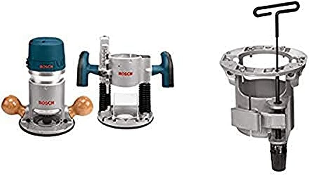 BOSCH 1617EVSPK Wood Router Tool Combo Kit with Bosch Under-Table Router Base with Above-Table Hex Key RA1165