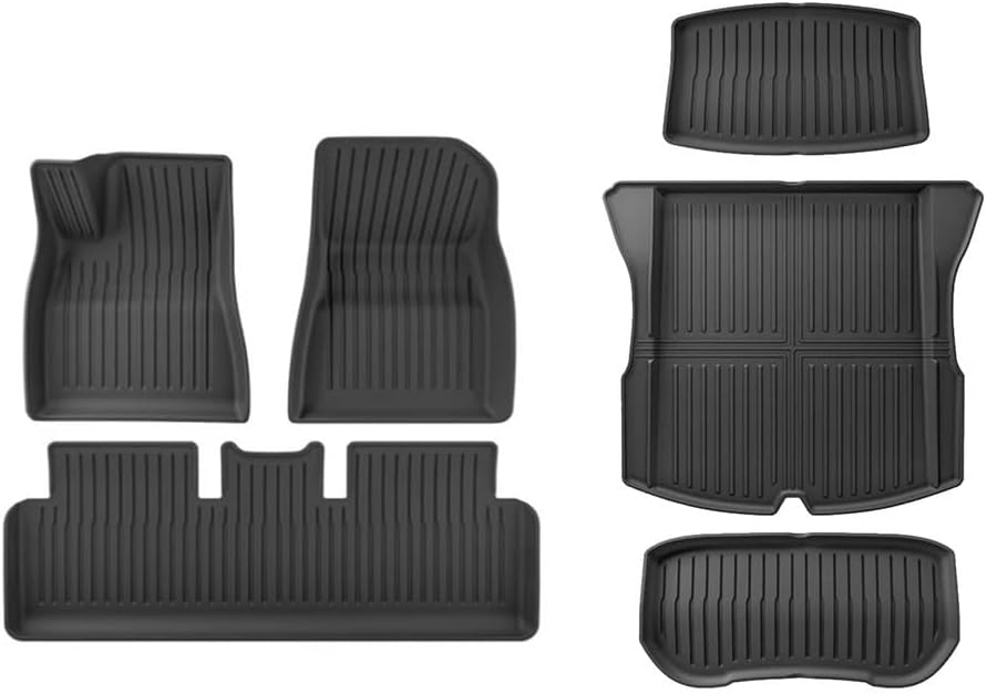 TPE 2024 Compatible with Tesla Model 3 Highland Floor Mats All Weather Front Rear Cargo Liner Mat, WP Mats Accessories(6pcs LHD)