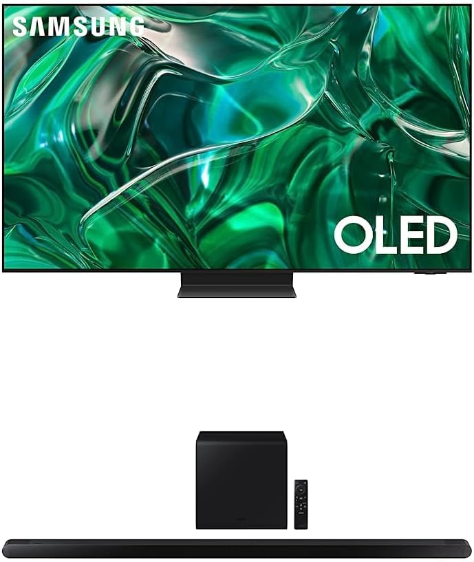 SAMSUNG 55-Inch Class OLED 4K S95C Series, Quantum HDR, Dolby Atmos, Object Tracking Sound+(QN55S95CA, 2023 Model) w/ SAMSUNG HW-S800B/ZA 3.2.1ch Soundbar, Wireless Dolby Atmos , 2022, Black
