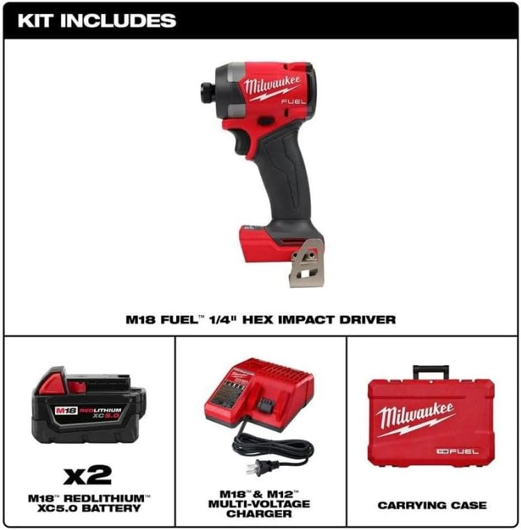 Milwaukee (MLW 2853-22) M18 Fuel 1/4IN Hex Impact Driver XC Kit