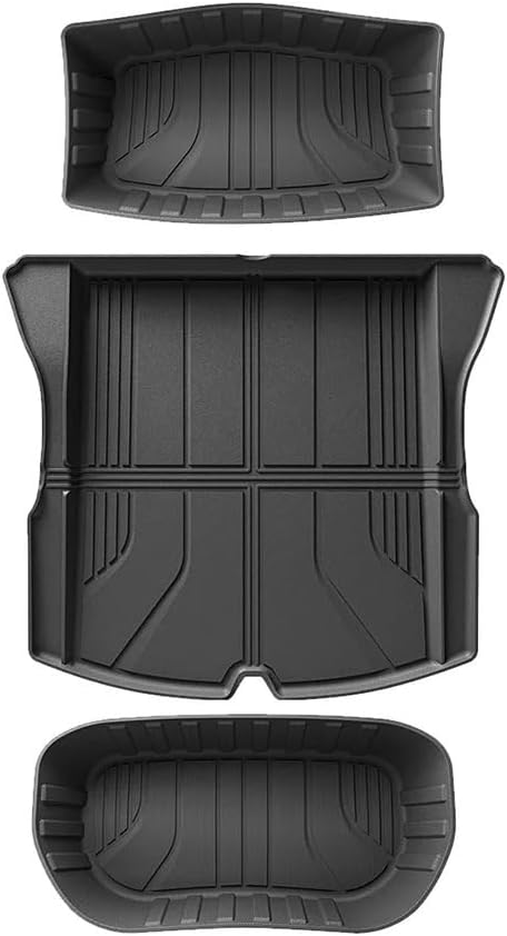 All-Weather TPE Floor Mats Compatible with Tesla Model 3 Highland 2024 Generation Full Set Cargo Liner and Rear Seat Back Mats LHD(3pcs Trunk mats)