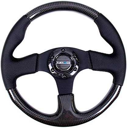 NRG Innovations NRG-ST-310CFBS Carbon Fiber Steering Wheel, 315mm with Black Stitching, Perforated Leather Trim