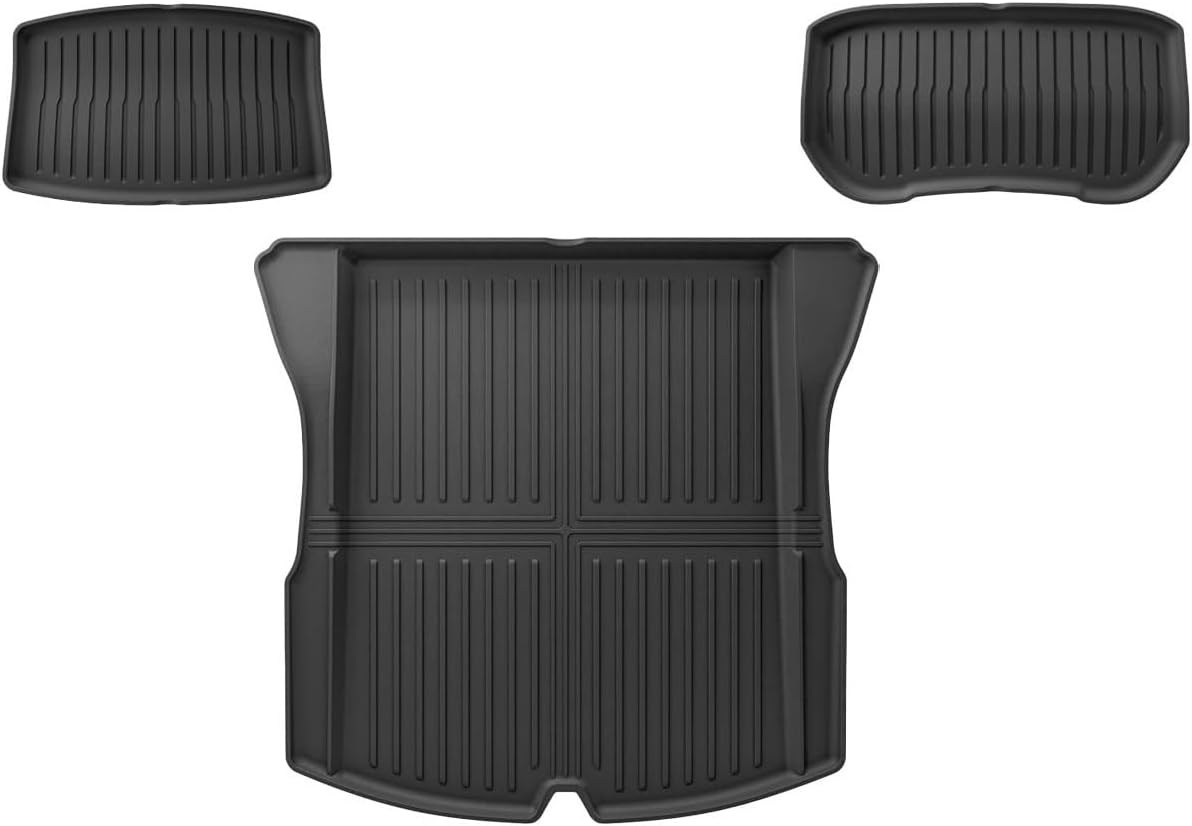 Compatible with Tesla Model 3 Highland 2024 TPE Floor Mats Cargo Liners All Weather Waterproof Trunk Mats Left Right Hand Drive(3PCS Trunk Mats)