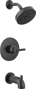 Delta Faucet Trinsic 14 Series Single-Function Tub and Shower Trim Kit with Single-Spray H2Okinetic Shower Head, Matte Black T14459-BL (Valve Not Included)