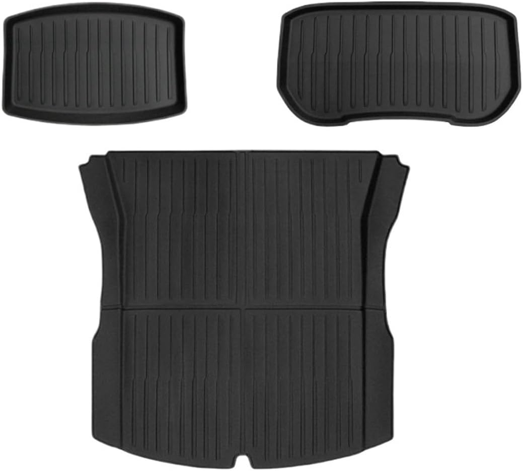 Auto Parts Compatible with Tesla Model 3 2024 Highland Floor Mats Cargo Liner Waterproof Anti-Slip Trunk Mat TPE Pads Left/Right Hand Rubber(Trunk Mats 3pcs)