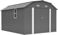 10×12 FT Metal Outdoor Storage Shed with Windows & Vents, Heavy-Duty Steel Garden Shed with Lockable Doors, Waterproof Utility Storage Building with Floor Frame Kit for Backyard, Patio, Lawn,Gray