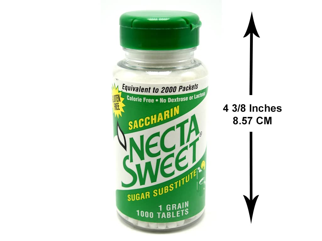 Necta Sweet Saccharin Tablets, 1 Grain, 1000 Tablet Bottle (Pack of 12)