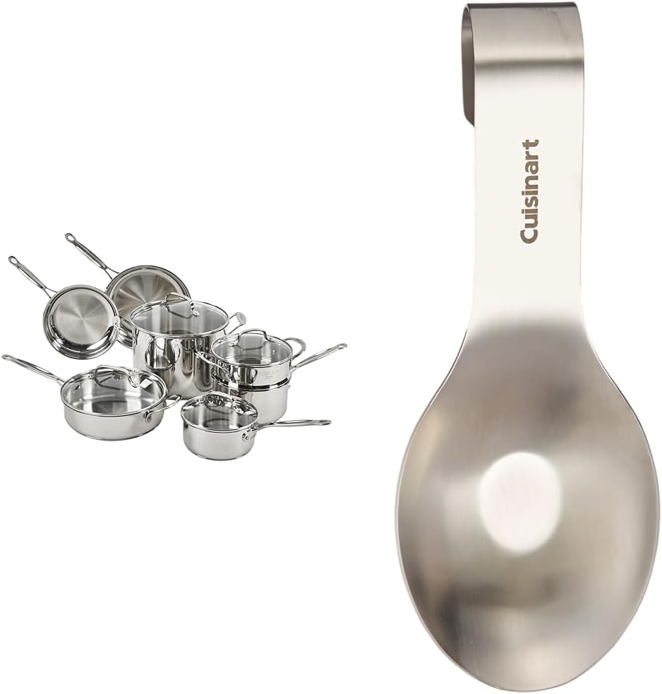 Cuisinart 11-Piece Cookware Set, Chef's Classic Stainless Steel Collection 77-11G & Stainless Steel Spoon Rest