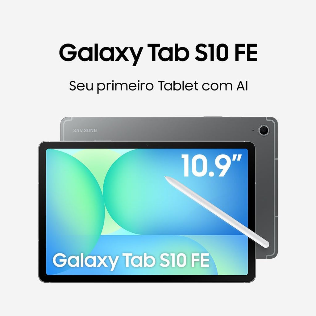 Samsung Galaxy Tab S10 FE 5G | 128GB, 8GB RAM, 5G + WiFi 6E | 10.9' LCD, Android 15 Tablet, 4K Camera | US Model Unlocked for T-Mobile, AT&T, US Cellular, Global | with Fast Charger, Gray (Renewed)