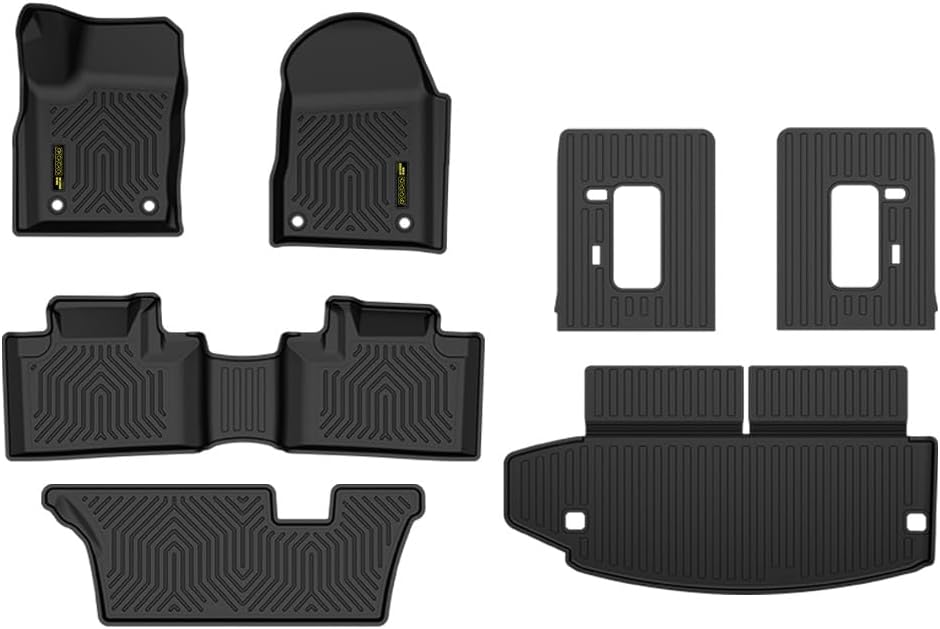 ALLGOOD TPE All Weather Car Floor Mats Fit Dodge Durango 7 Seats 2016-2025 7PCS Floor Liners for Car Black