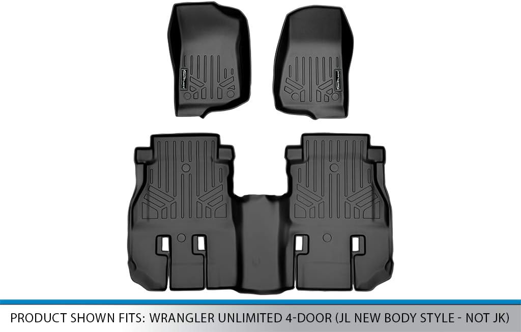 SMARTLINER Floor Mats 2 Row Liner Set Compatible with 2018-2018 Jeep Wrangler