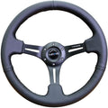 NRG Innovations NRG-RST-018R Reinforced Steering Wheel 350mm Sport Steering Wheel (3' Deep) Leather with Stitching, Slit Spoke Design over Circular Cut-Outs