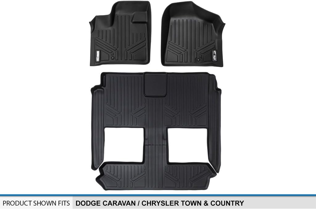 MAXLINER Floor Mats 3 Row Liner Set Compatible with 2008-2016 Chrysler Town & Country