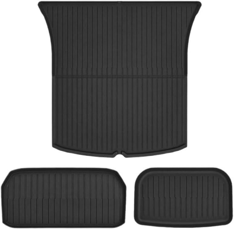 Compatible for Tesla Model 3 Highland 2024 TPE Full Cover Floor Mats with Door Sill Protector, Set Liners Cargo Liner Seat Back(3PCS Trunk Mats)