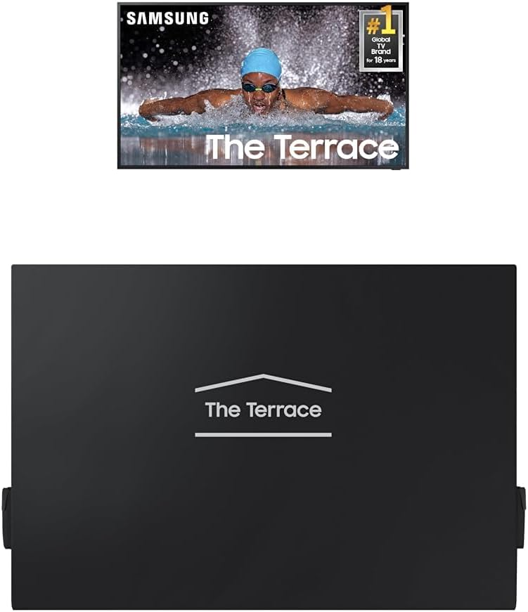 SAMSUNG 65-Inch Class Neo QLED 4K The Terrace Partial Sun, Quantum HDR+ (QN65LST7DAFXZA, 2024 Model) + SAMSUNG 65-Inch The Terrace Outdoor Smart TV Dust Cover with Protective Lining,Dark Grey
