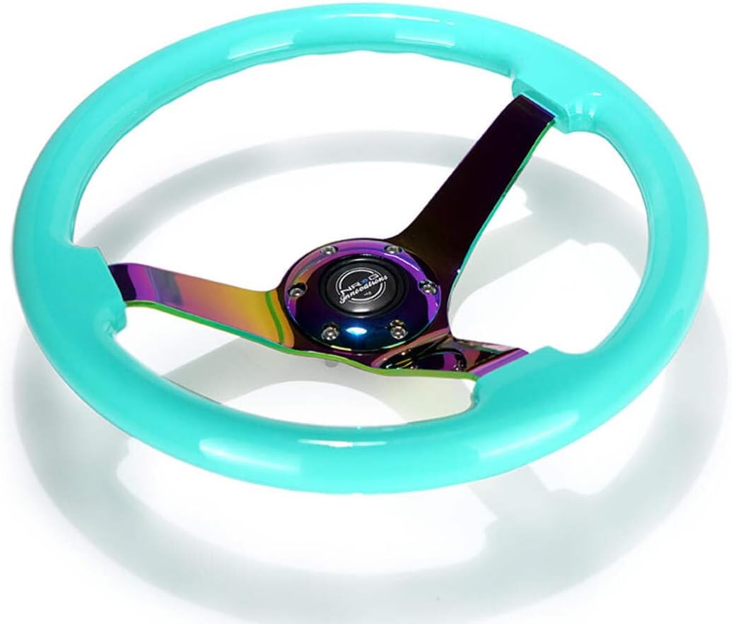 NRG Innovations NRG-RST-036MF-MC Reinforced Steering Wheel - Classic Minty Fresh Wood Grain Wheel (3' Deep), 350mm, 3 Solid Spoke Center in Neochrome