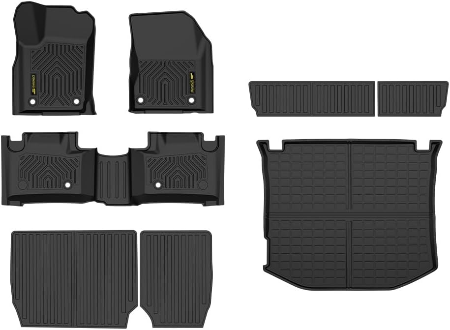ALLGOOD TPE Floor Mats Cargo Liners Fit Jeep Grand Cherokee 2011-2021 Fit Jeep Grand Cherokee WK 2022-2023 8PCS Rear Trunk Mat & Backrest Mat All Weather Protection Black Alfombras para Carro