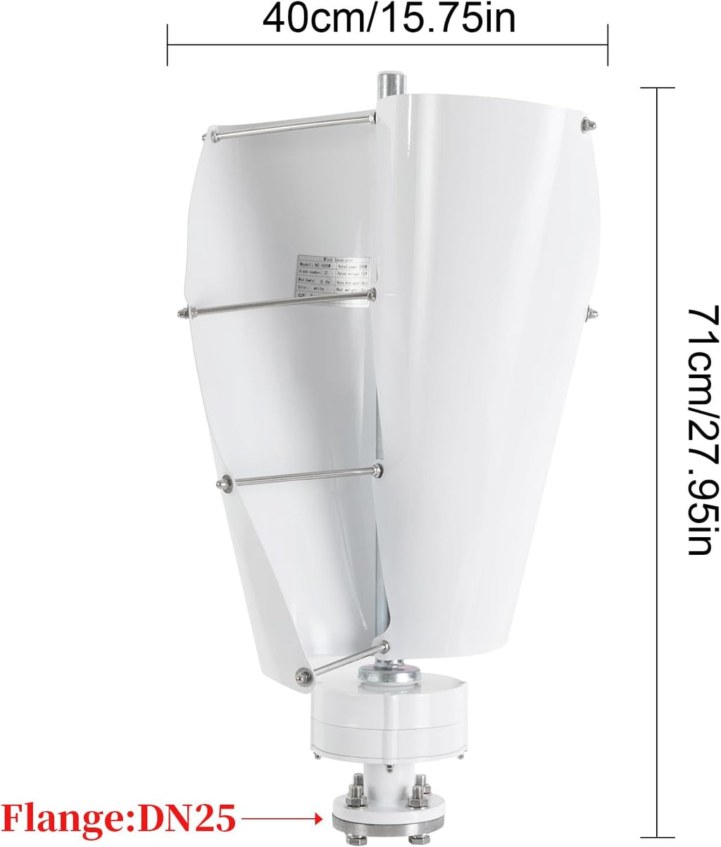 Wind Turbine, 100W Vertical Axis Wind Turbine Generator Controller Wind Generator Kit 12V Wind Turbine Machine Wind Power Generator Wind Power Tool for Home, Business, Boats, Gazebos (White)