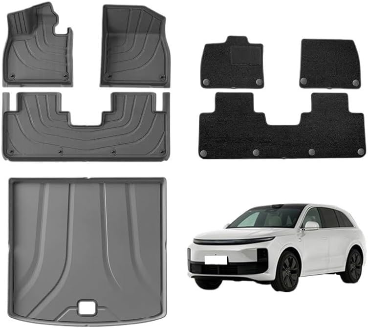 Compatible with LiXiang Li Auto Leading Ideal L6 PRO MAX 2024 2025 Floor Mats Cargo Liner Trunk Pad TPE Left-Hand Drive Black(White)