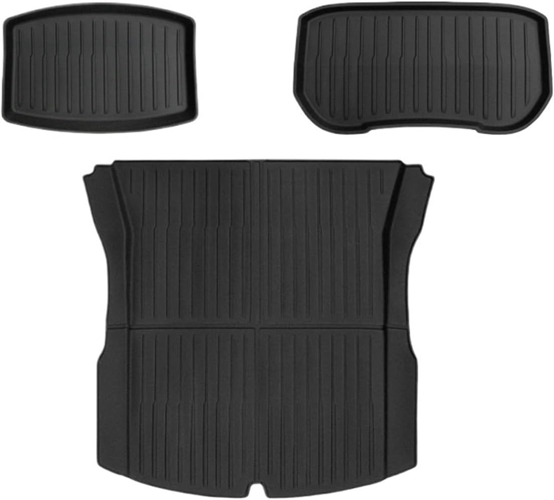 Compatible with Tesla Model 3 Highland 2024 TPE Floor Mats,RHD LHD Floor Mats All Weather Waterproof Non-Slip Cargo Liner Accessories(Trunk Mats 3pcs)