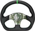 NRG Innovations NRG-RST-024CF-GN Carbon Fiber Steering Wheel 320mm, Green Carbon Fiber Center with Green Stitch Green Center Mark, Flat Bottom
