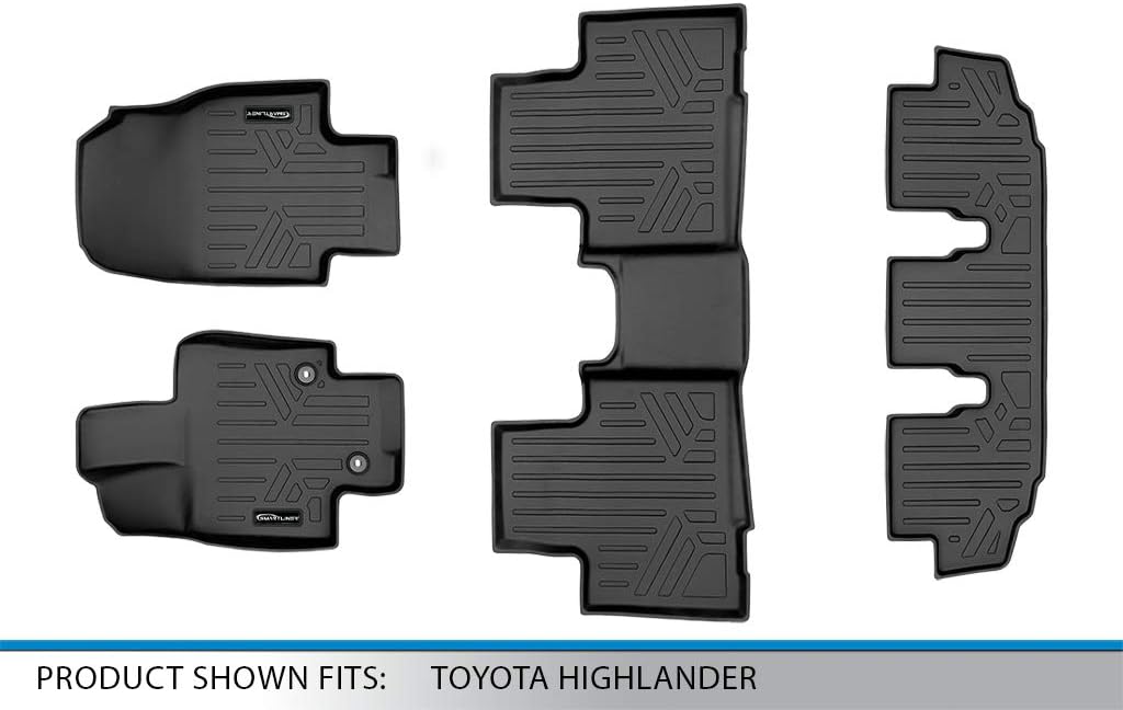 SMARTLINER Floor Mats 3 Row Liner Set Compatible with 2020-2025 Toyota Highlander