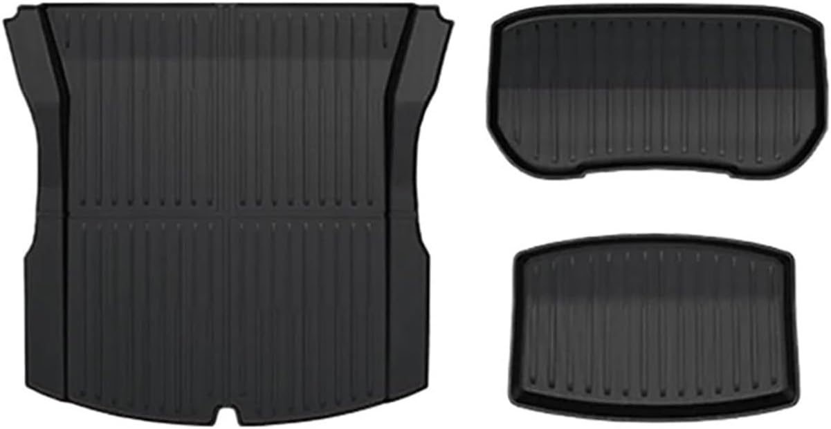 Compatible with Tesla Model 3 2024 Highland Floor Mats Cargo Liner Waterproof Anti-Slip Trunk Mat TPE Pads Left/Right Hand Rubber(3pcs Back Sets)