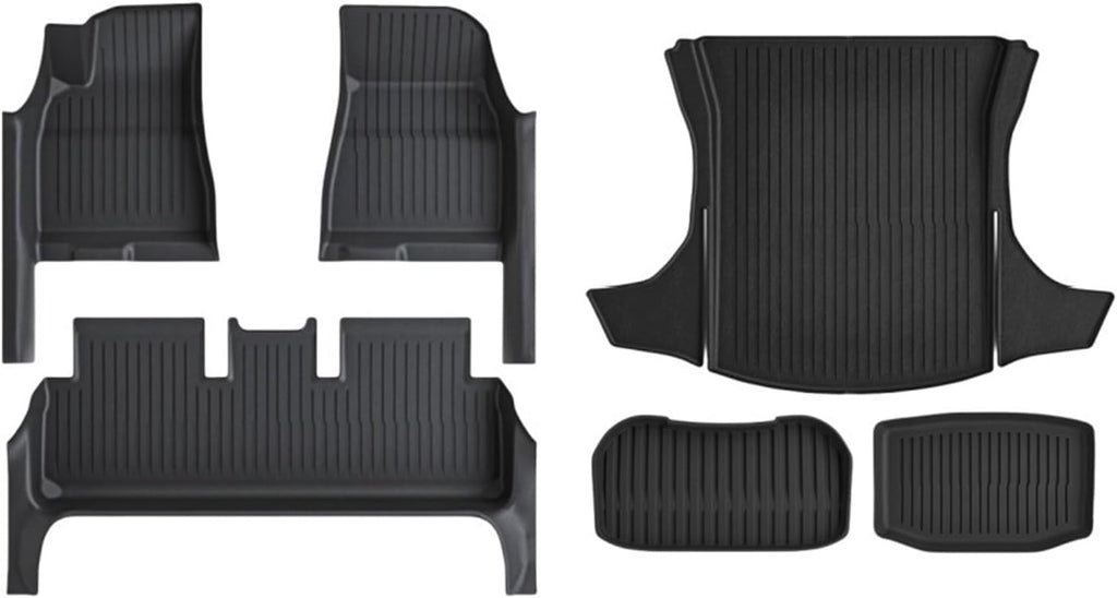 Fully Protection Floor Liners 2024 2025 Compatible with Tesla Model 3 Highland Floor Mats with Door Sill Protector Front Rear Cargo Liner(6PCS Floor Trunk)