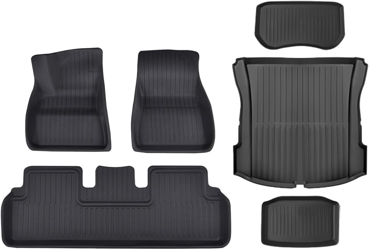 Compatible with Tesla Model 3 2023-2021 All-Weather XPE Floor Mats, LHD 3D Durable Waterproof Non-Slip Cargo Liners Trunk Mat Protection(6PCS LHD Floor Mats)