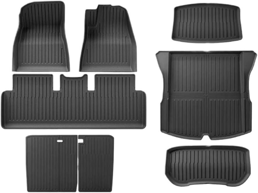 Compatible with Tesla Model 3 Highland 2025 2024 2023 TPE Floor Mats, All Weather Waterproof Anti-Slip Front Rear Cargo Liner Trunk Mat(Brown)