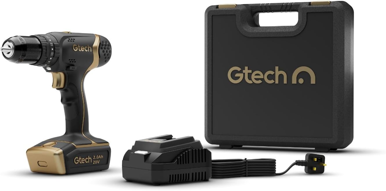 Gtech Combi Drill - Cordless Power Tool for DIY Projects, Home Tool Kit, and More - Includes Cordless Drill, Universal 20V Battery and Charger