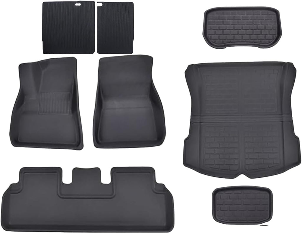 All Weather XPE Floor Mats Compatible with Tesla Model 3 Highland 2024, Waterproof Anti-Slip Front Rear Cargo Liner Trunk Mat(8PCS RHD Floor Mats)