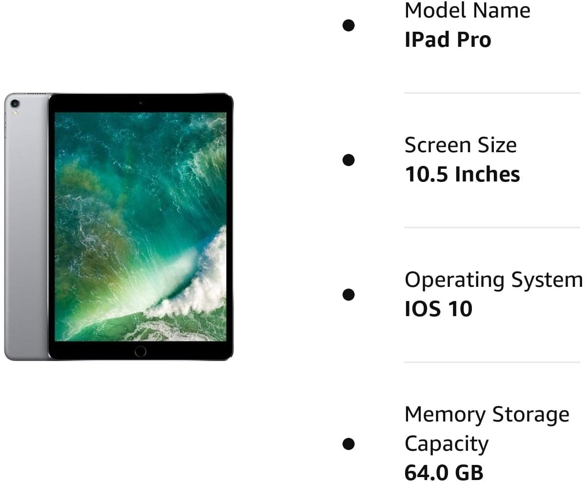 Apple 2017 iPad Pro (10.5-inch, Wi-Fi, 64GB) - Space Gray (Renewed)