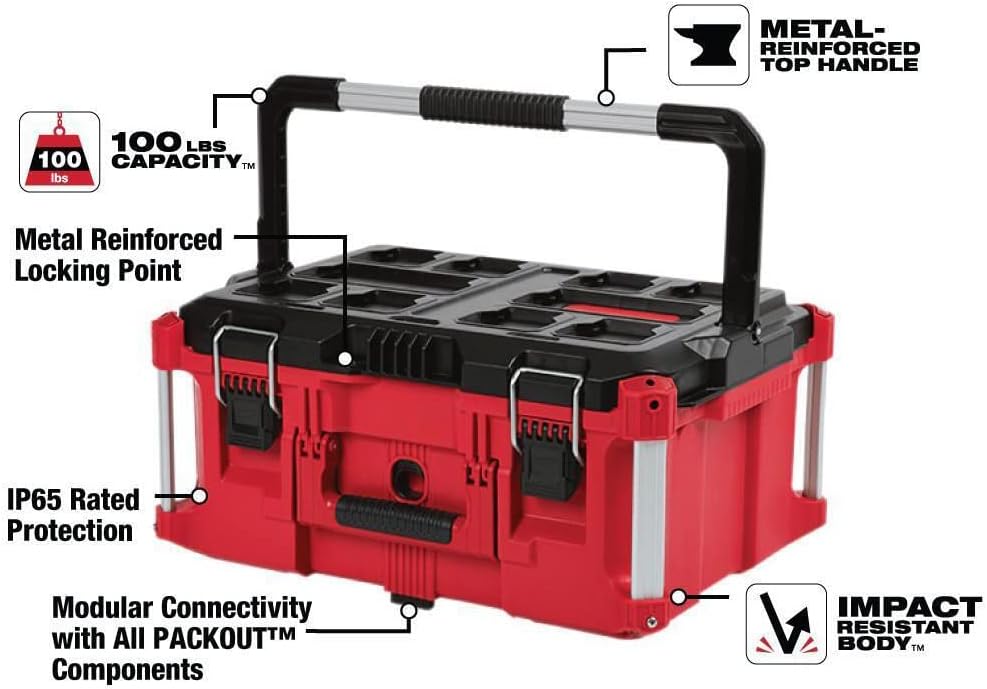 Milwaukee Packout Heavy Duty Polymer Tool Box Combo Kit - Large, Standard & Rolling Boxes
