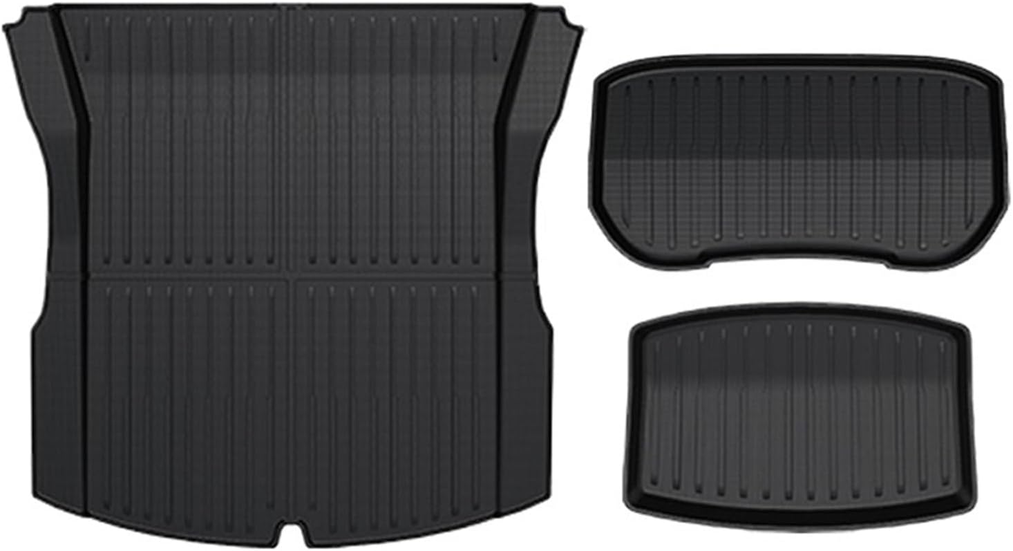 Floor Mats Cargo Liner Compatible for Tesla Model 3 2025 Highland Waterproof Slip Trunk Mat TPE Pads Model 3 2026 Highland Accessories(for 3 3Pcs Trunk Mat)