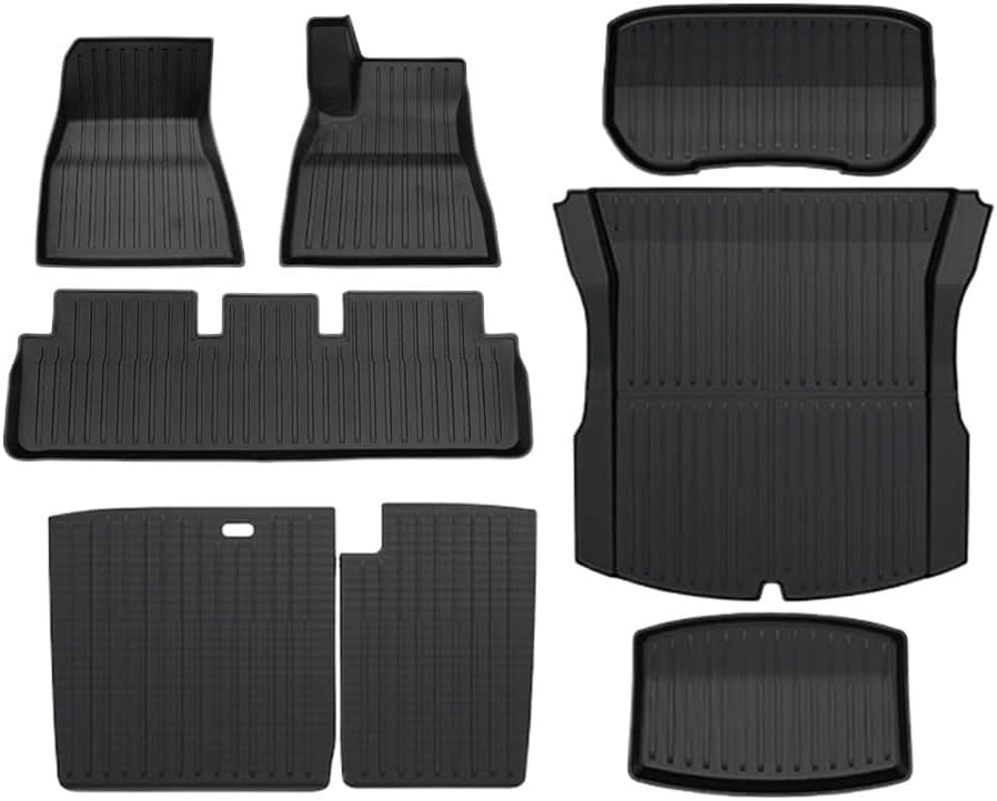 Compatible with Tesla Model 3 2024 2025 2026 Floor Mats Cargo Liner WP Anti-Slip Trunk Mat TPE Pad Left/Right Hand Rubber(8pcs RHD)