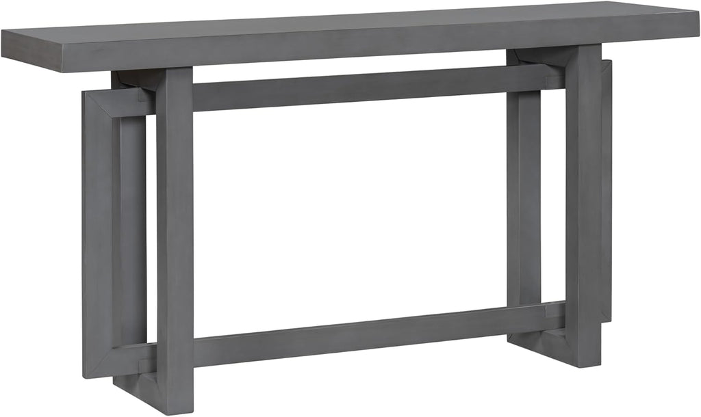 Merax 60 in Gray Console Table, Entryway Wood Minimalism Industrial Style Sofa Side Display for Entry Way, Hallway, Couch, Living Room, Foyer