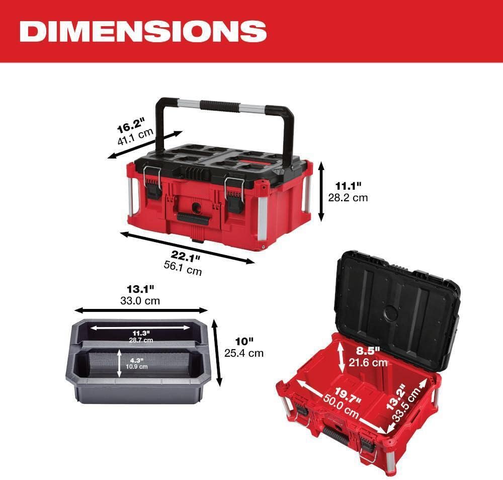 Milwaukee Packout Heavy Duty Polymer Tool Box Combo Kit - Large, Standard & Rolling Boxes