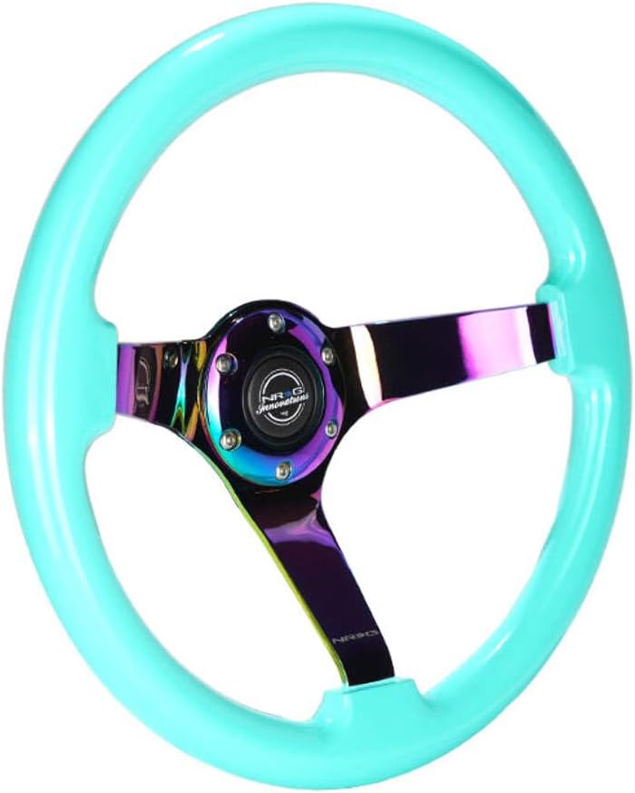 NRG Innovations NRG-RST-036MF-MC Reinforced Steering Wheel - Classic Minty Fresh Wood Grain Wheel (3' Deep), 350mm, 3 Solid Spoke Center in Neochrome